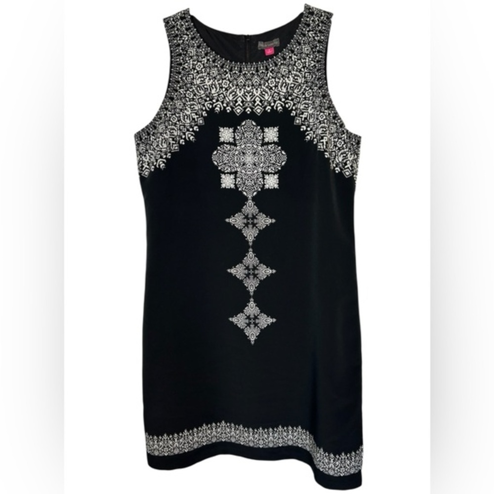 Vince Camuto Black and White Lined Sheath Mini Dress, Size 8